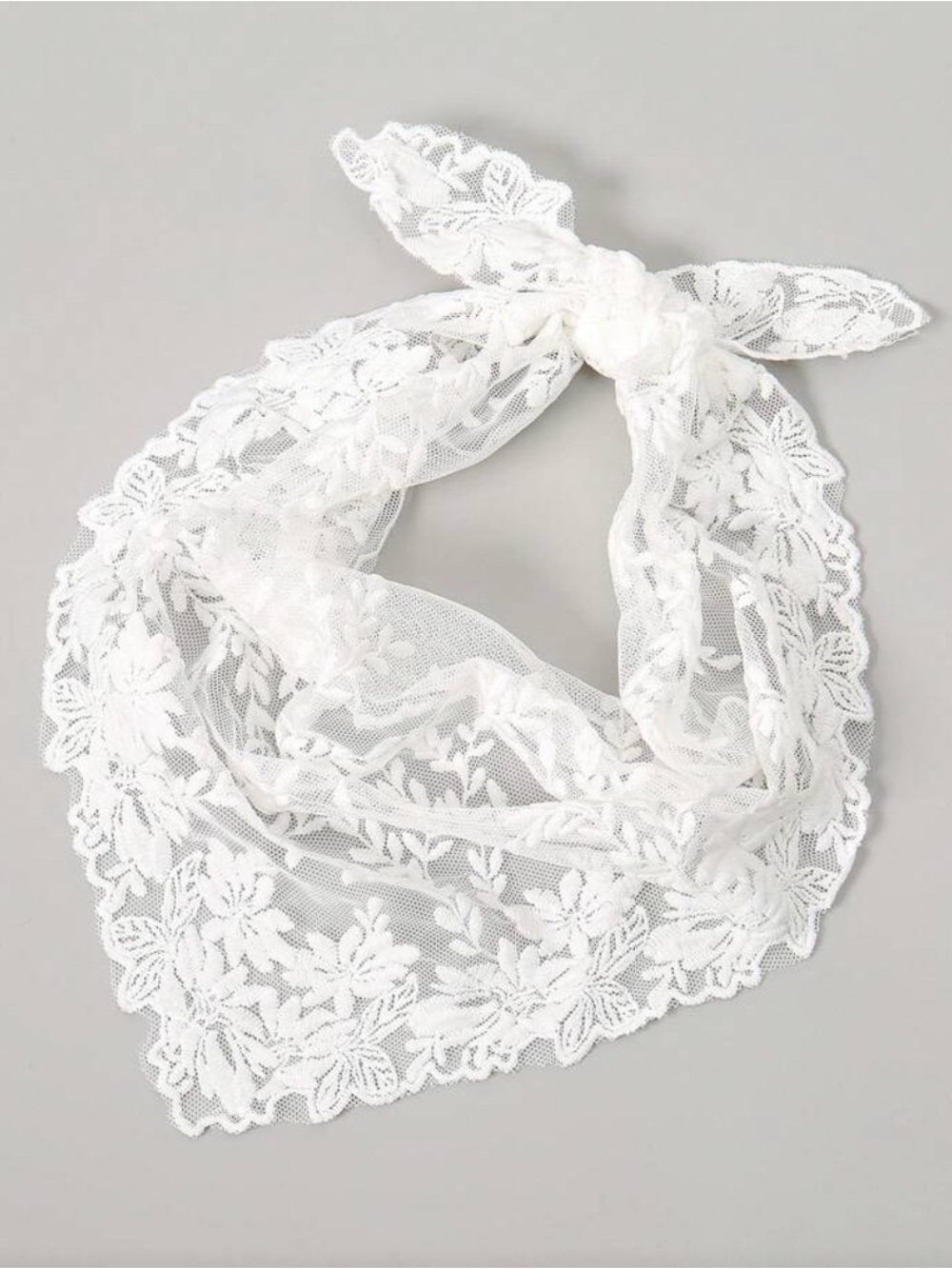 White Lace Bandana Scarf - Lightweight Women's Accessory